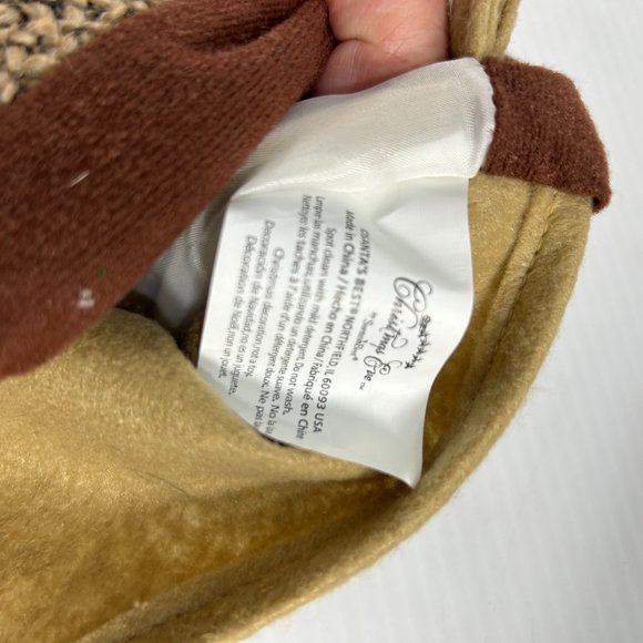 Santas Best Stocking Christmas Eve Felt Embroidered Bird Tan Green 18" - Picture 5 of 6